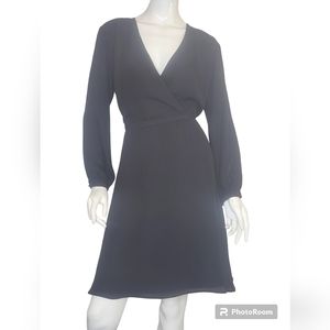 Banana Republic Long Bishop Sheer Satin Wrap V-Neck Conservative Modest Puff